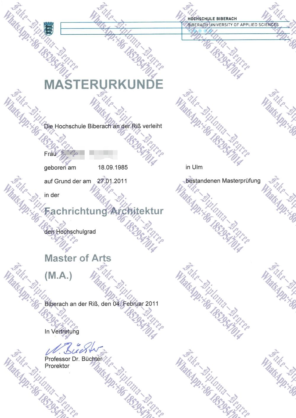 Best Fake Hochschule Biberach Diploma