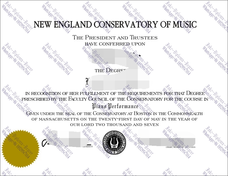 Best Fake New England Conservatory of Music Diploma