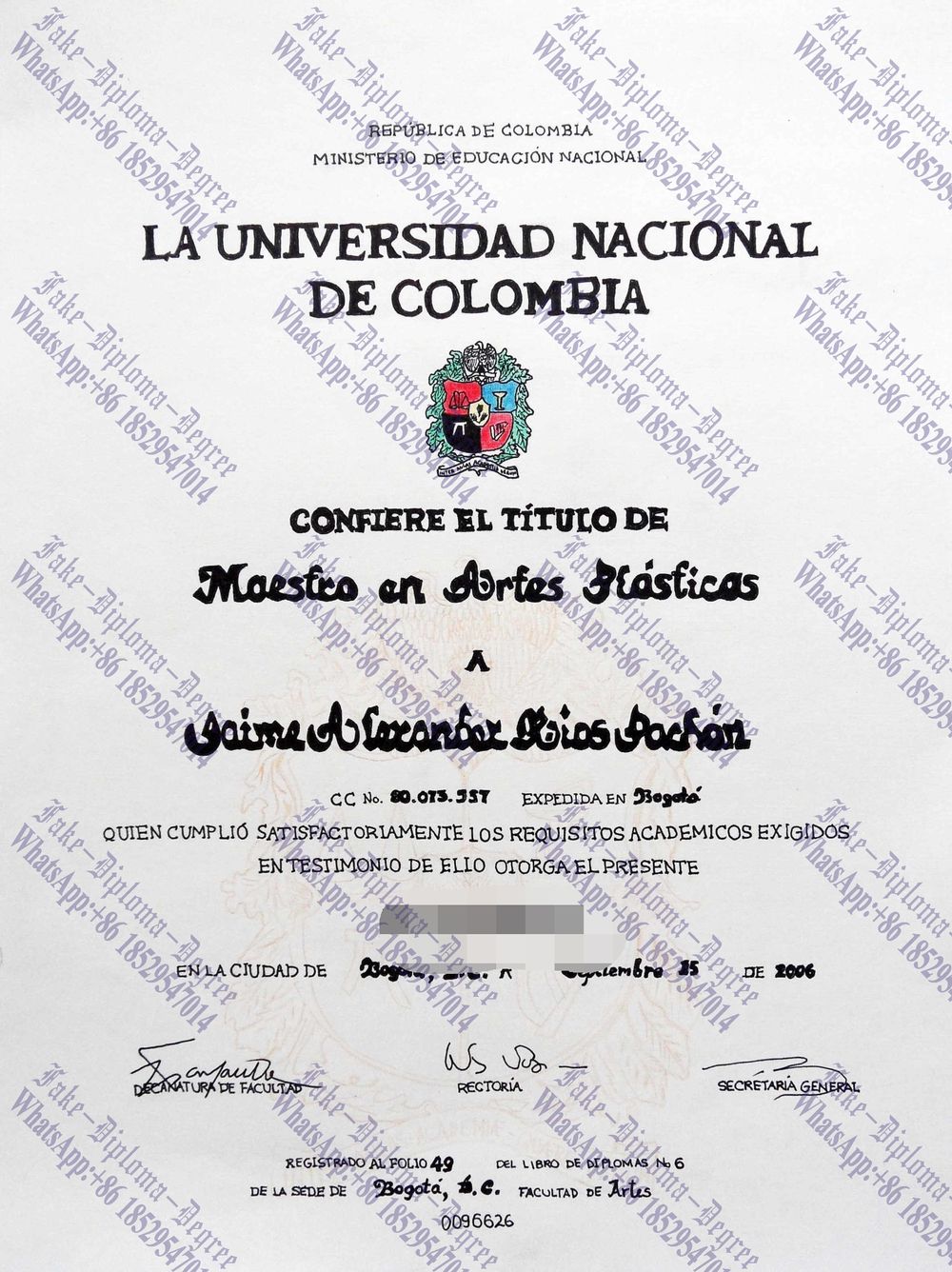 Best Fake Universidad Nacional de Colombia Diploma