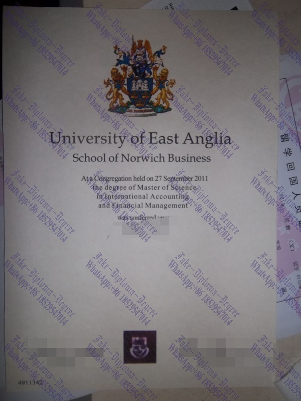 Best Fake University of East Anglia Diploma