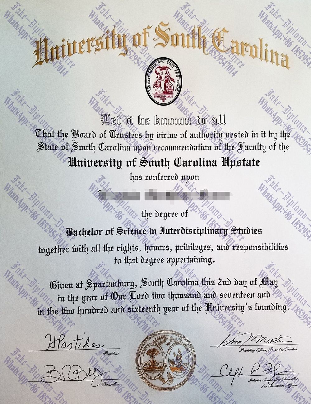 Best Fake University of South Carolina at Columbia Degree