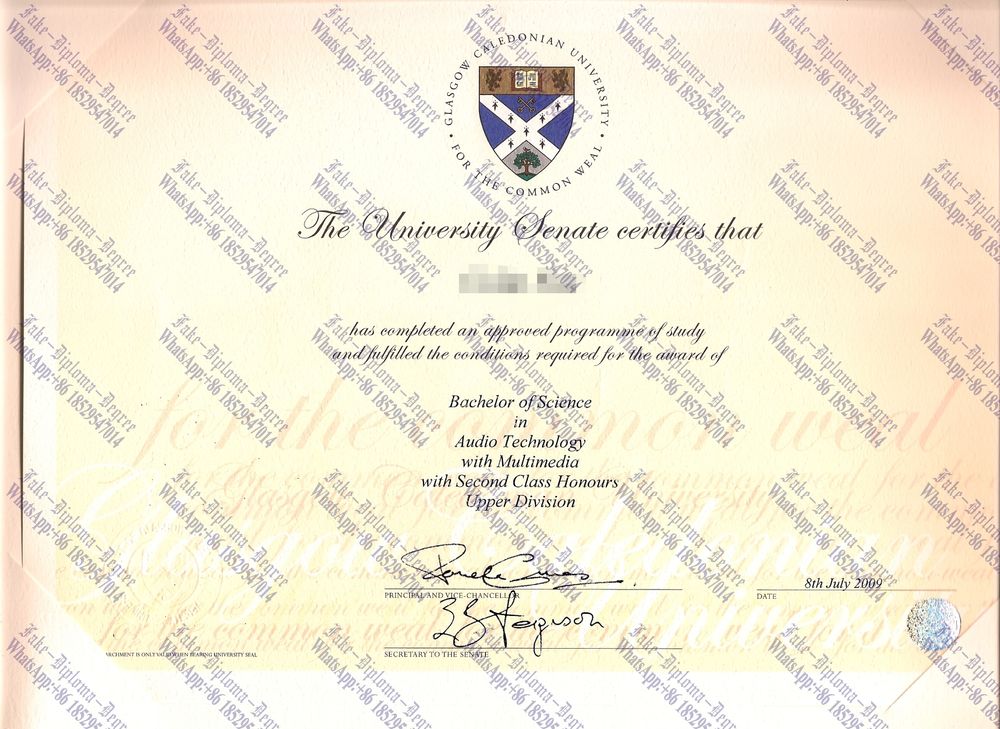 Buy fake Glasgow Caledonian University Degree