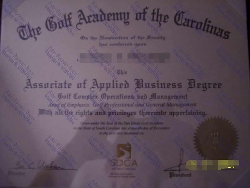 Buy fake Golf Academy of the Carolinas Degree