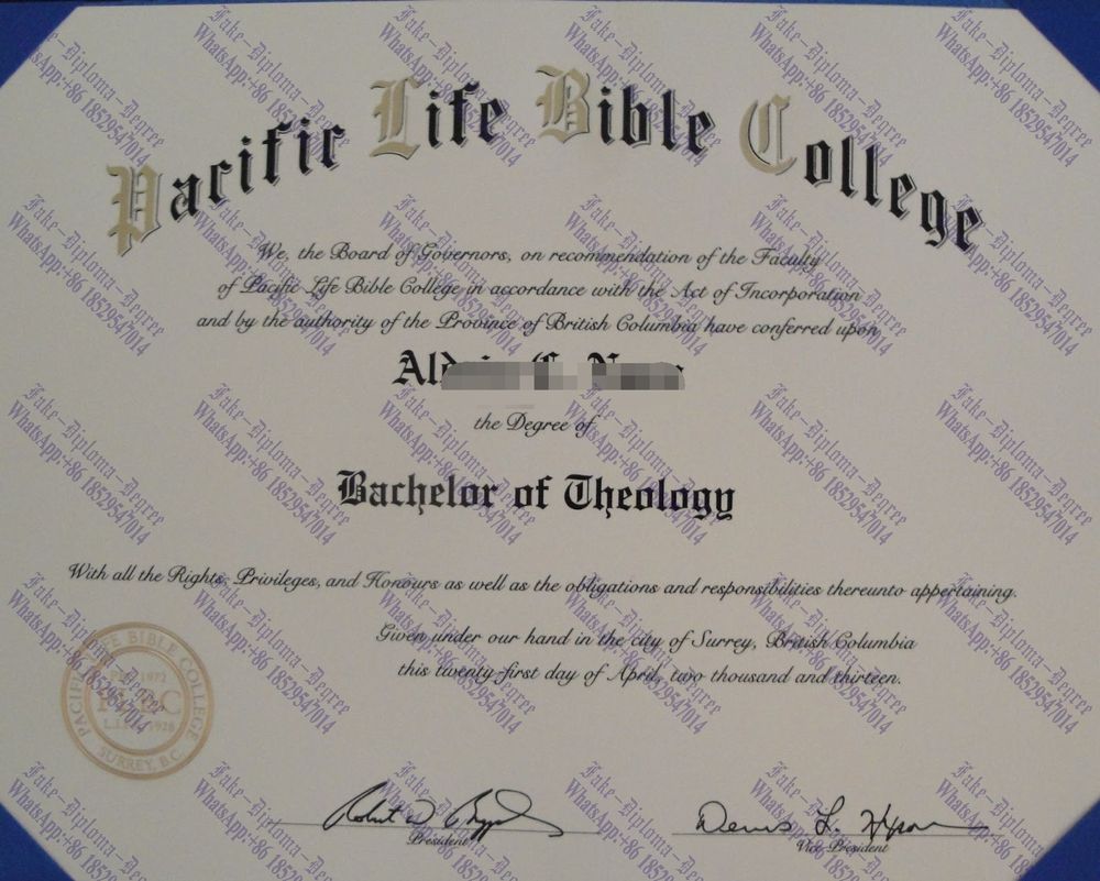 Buy fake Pacific Life Bible College Diploma