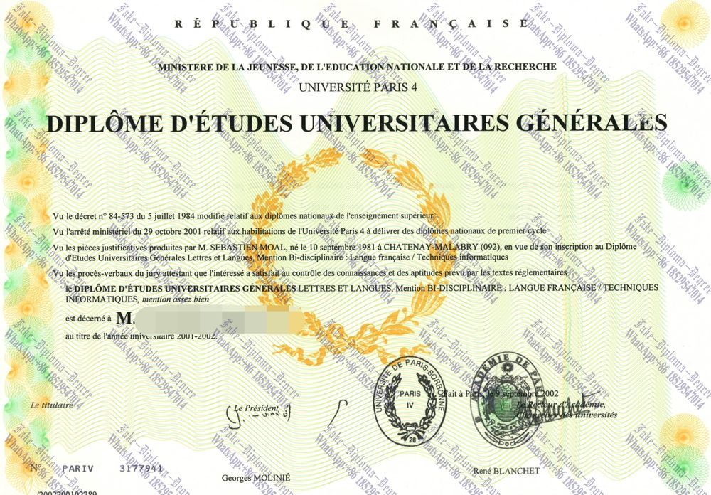 Buy fake Paris Sorbonne University Diploma