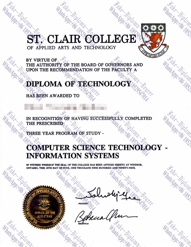 Buy fake ST.CLAIR COLLEGE Diploma