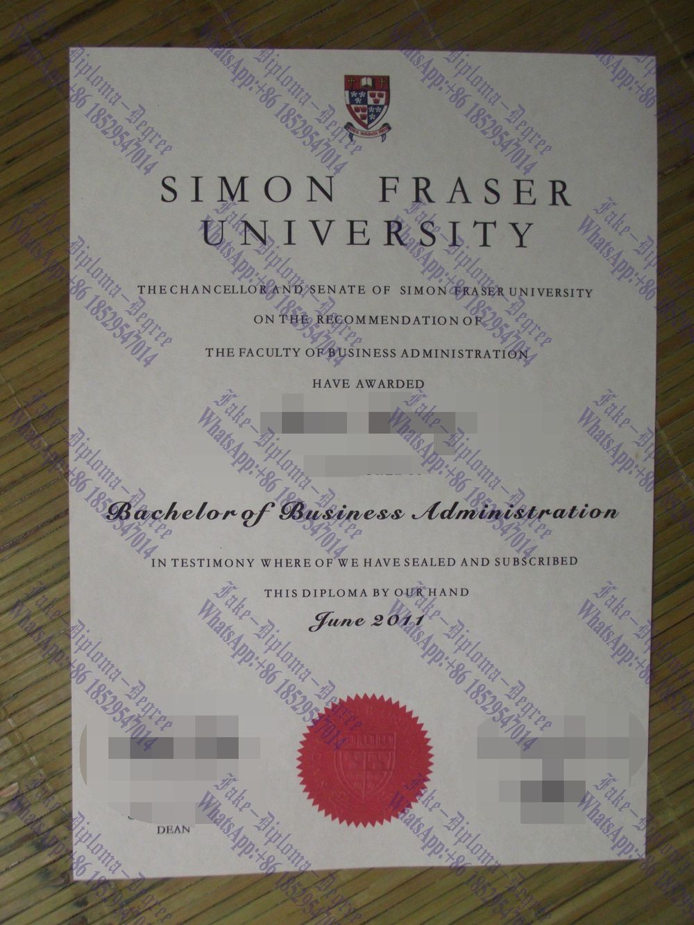 Buy fake Simon Fraser University Degree