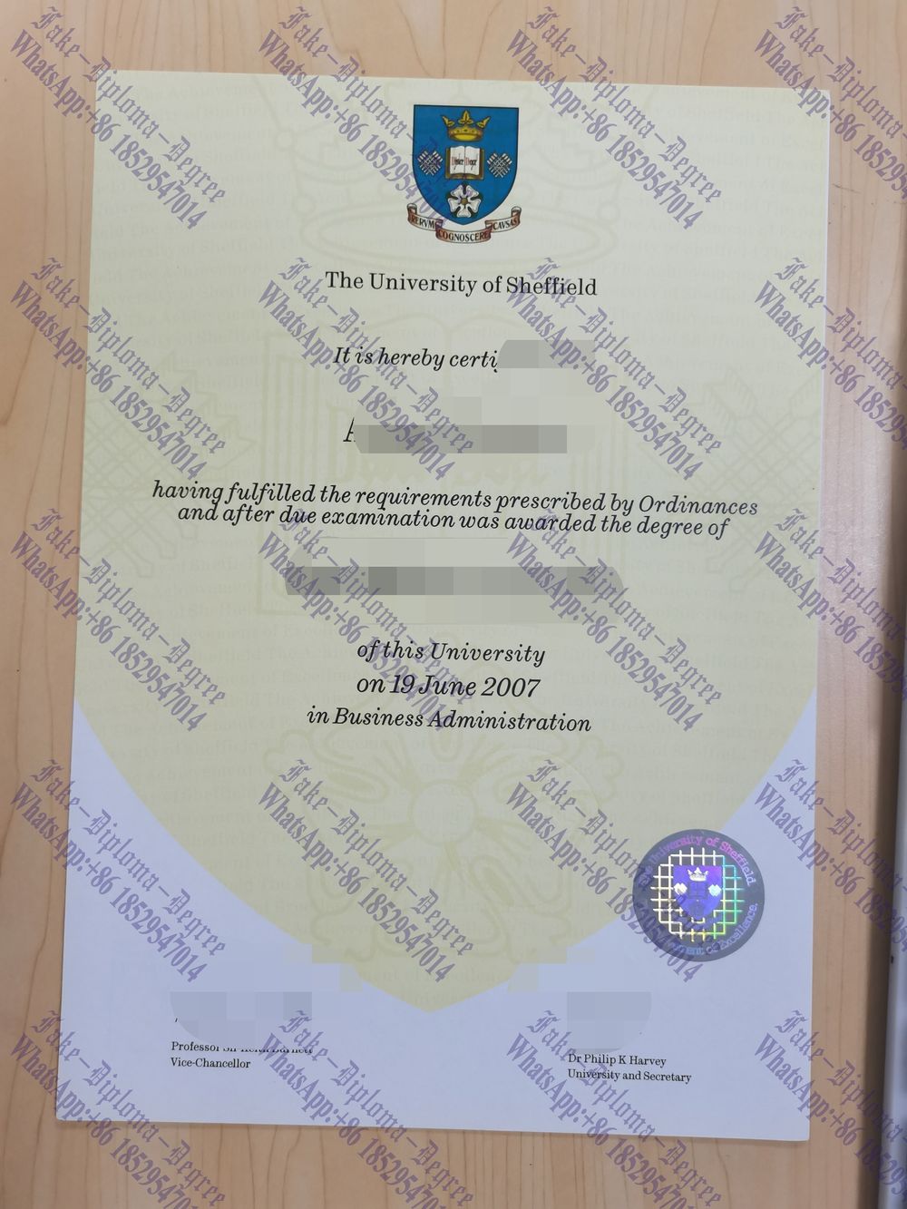 Buy fake The University of Sheffield Degree