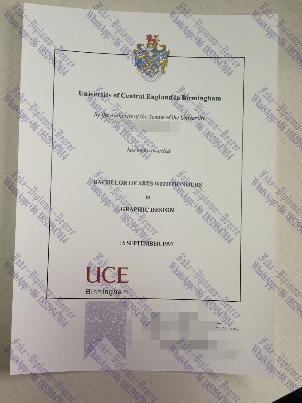 Buy fake UCE University Diploma