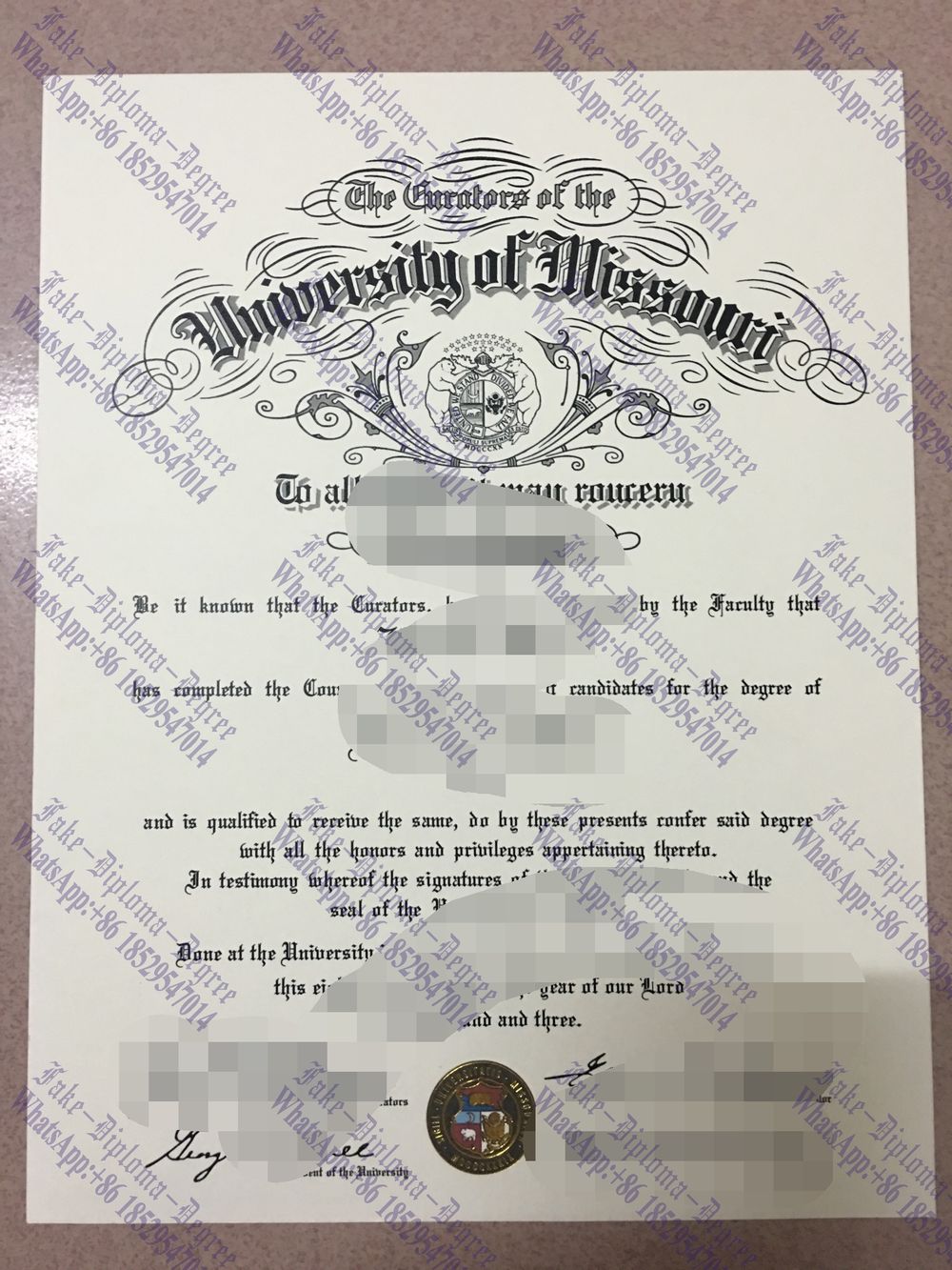 Buy fake University of Missouri Degree