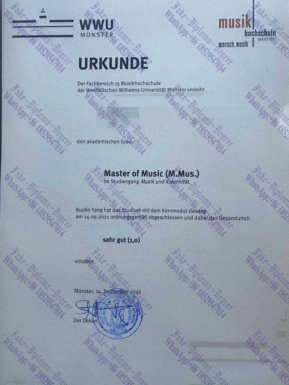 Buy fake University of Münster Degree