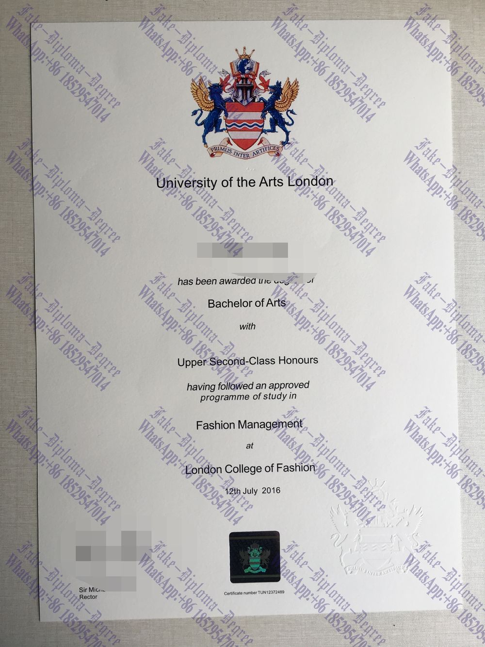 Buy fake University of the Arts London Diploma
