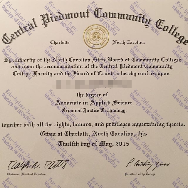 Copy Fake Central Piedmont Community College Degree