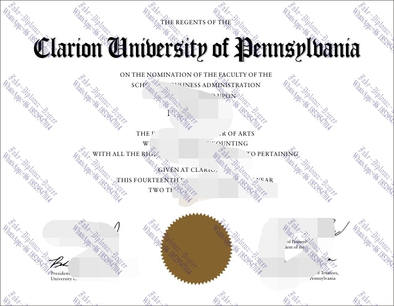 Copy Fake Clarion University of Pennsylvania Degree
