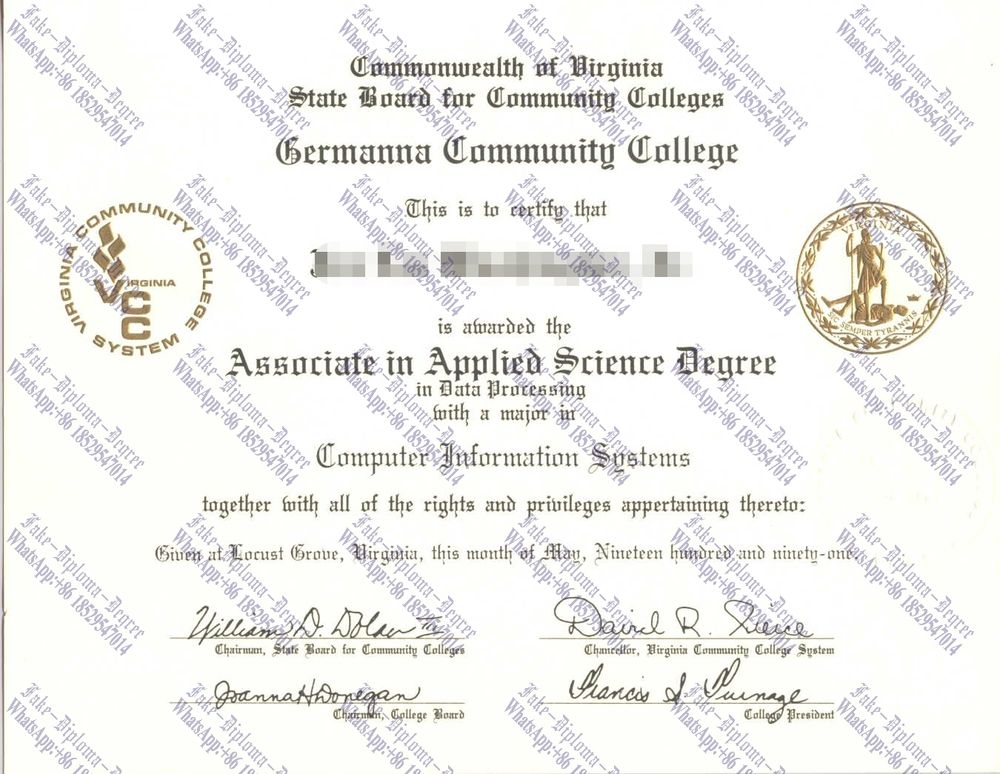 Copy Fake Germanna Community College Diploma