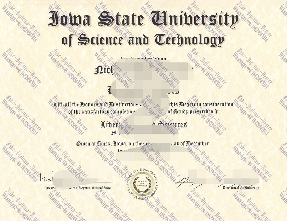 Copy Fake Iowa State University of Science and Technology Diploma