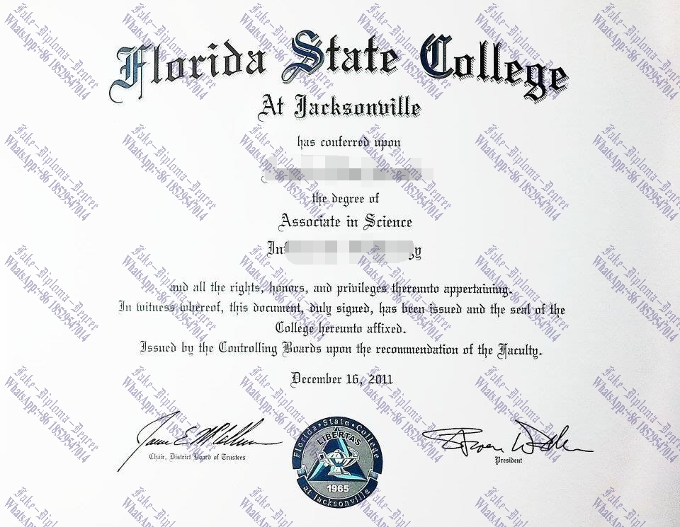 Copy Fake Make fake Florida State College at Jacksonville Diploma Degree