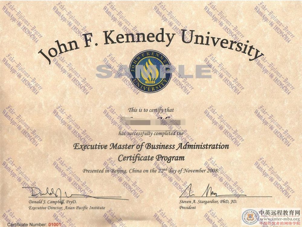Copy Fake Make fake John F Kennedy University Degree Diploma