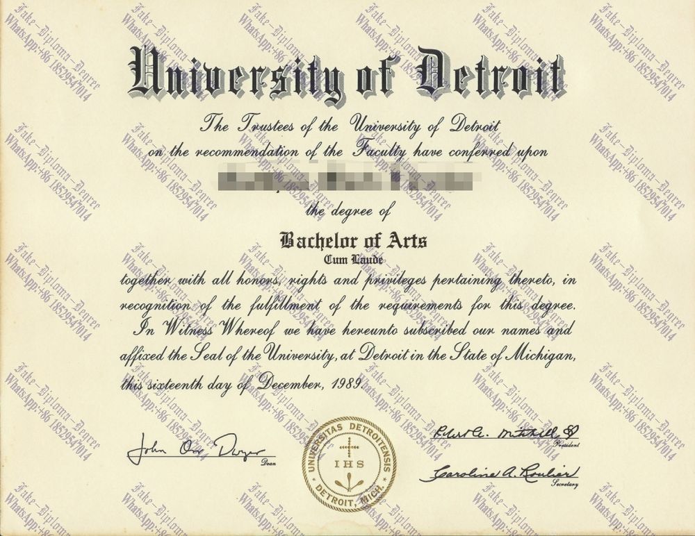 Copy Fake University of Detroit Mercy Diploma