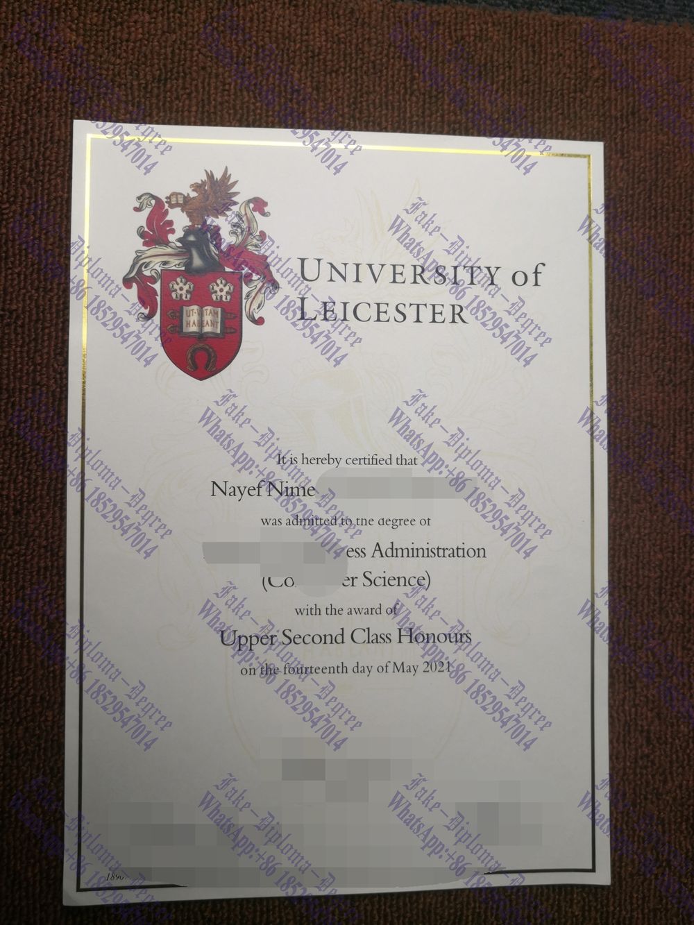 Copy Fake University of Leicester Degree