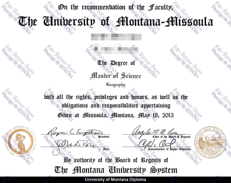 Copy Fake University of Montana Missoula Diploma