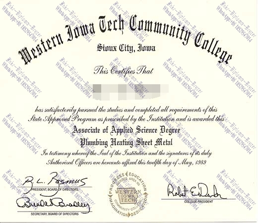 Copy Fake Western Iowa Tech Community College Diploma