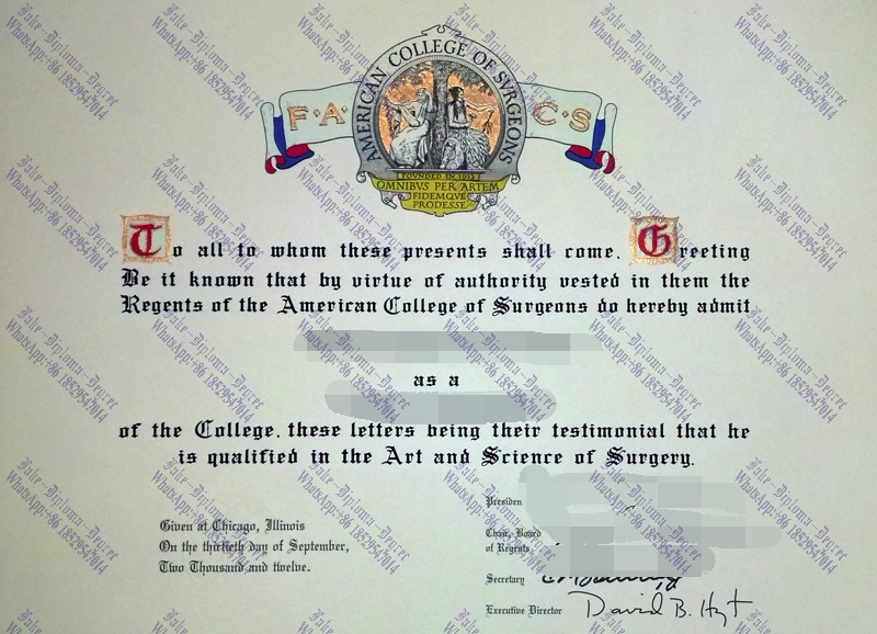 Fake American College of Surgeons Diploma