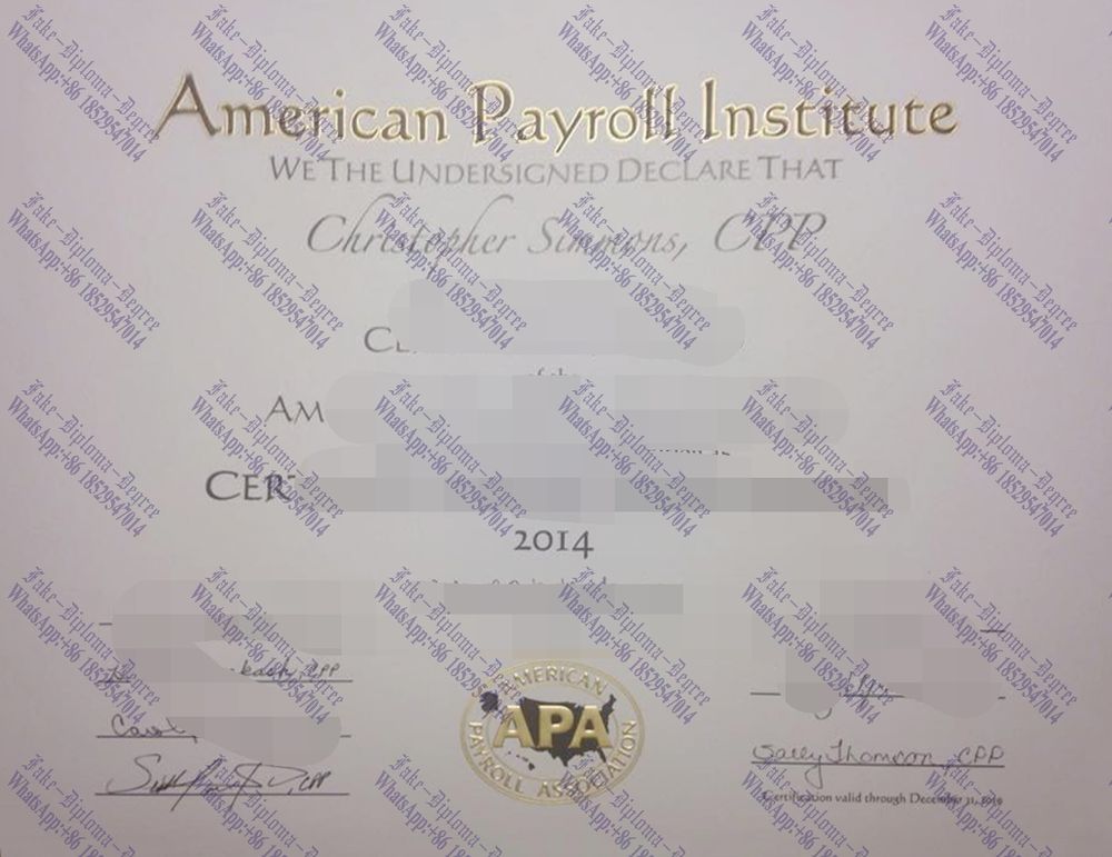 Fake American Payroll Institute Degree
