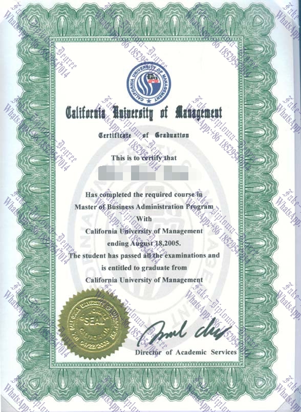 Fake California University of Management（CUM） Diploma