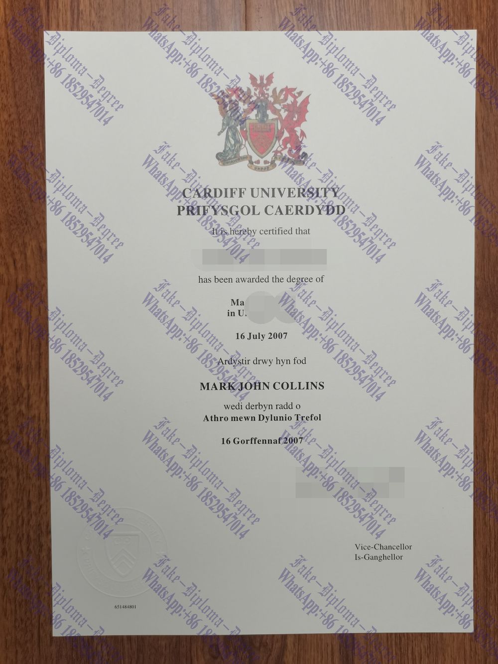 Fake Cardiff University Diploma