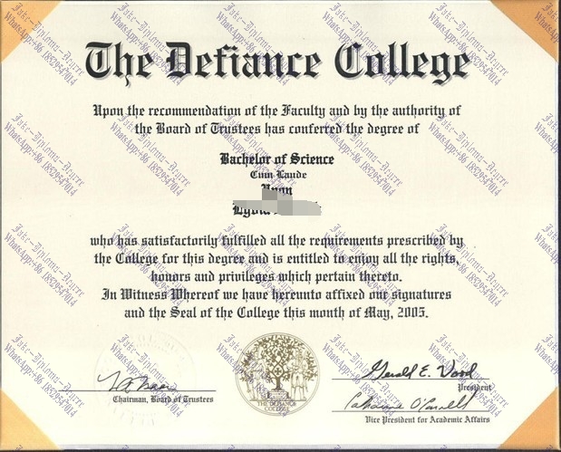 Fake Defiance College Degree