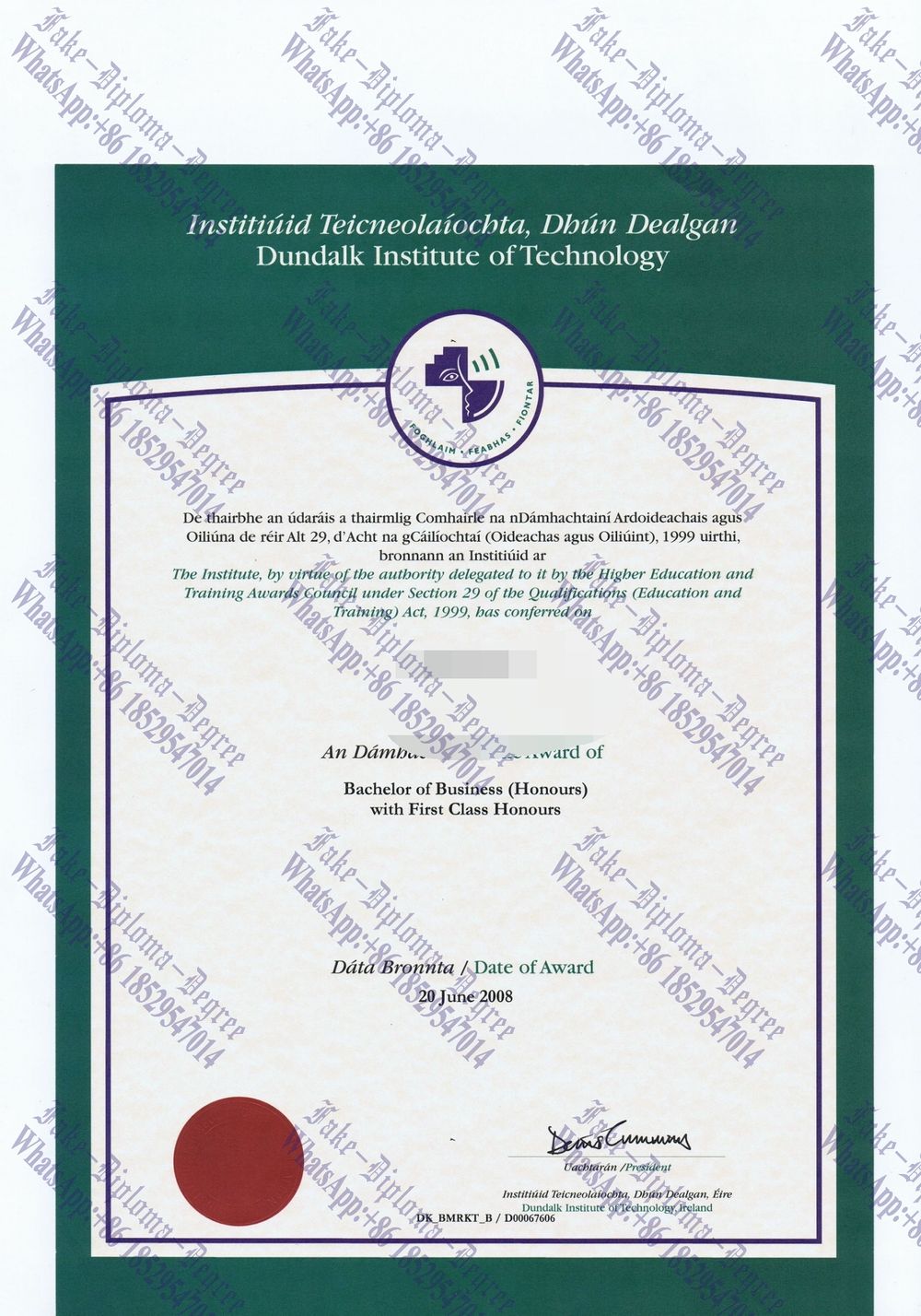 Fake Dundalk Institute of Technology Degree
