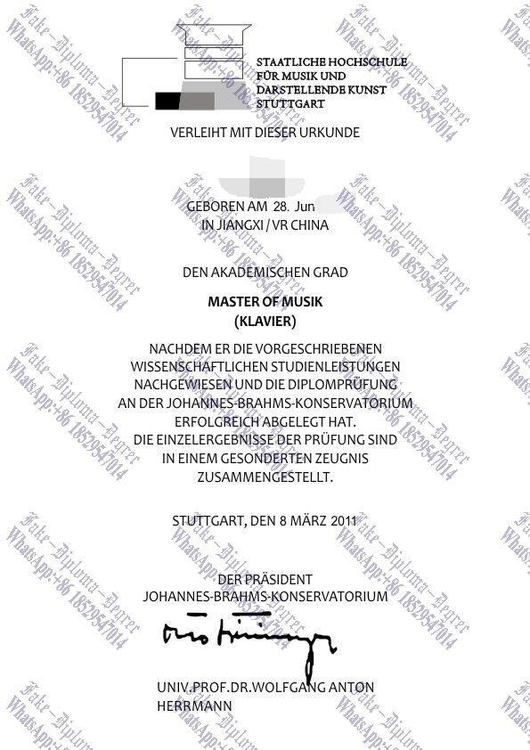 Fake HMDK Stuttgart Diploma