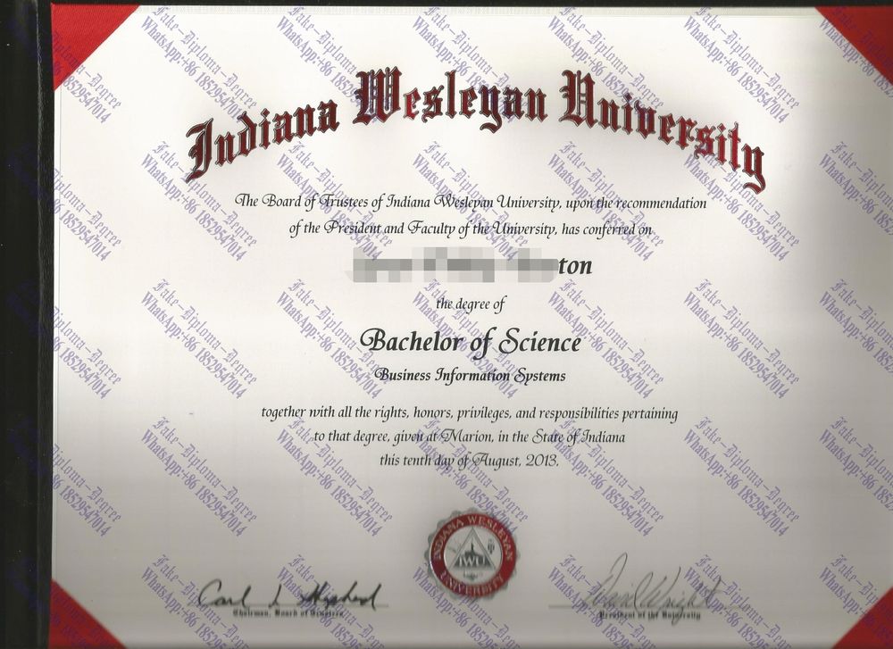 Fake Indiana Wesleyan University Diploma