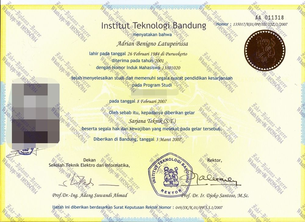 Fake Institut Teknologi Bandung Diploma