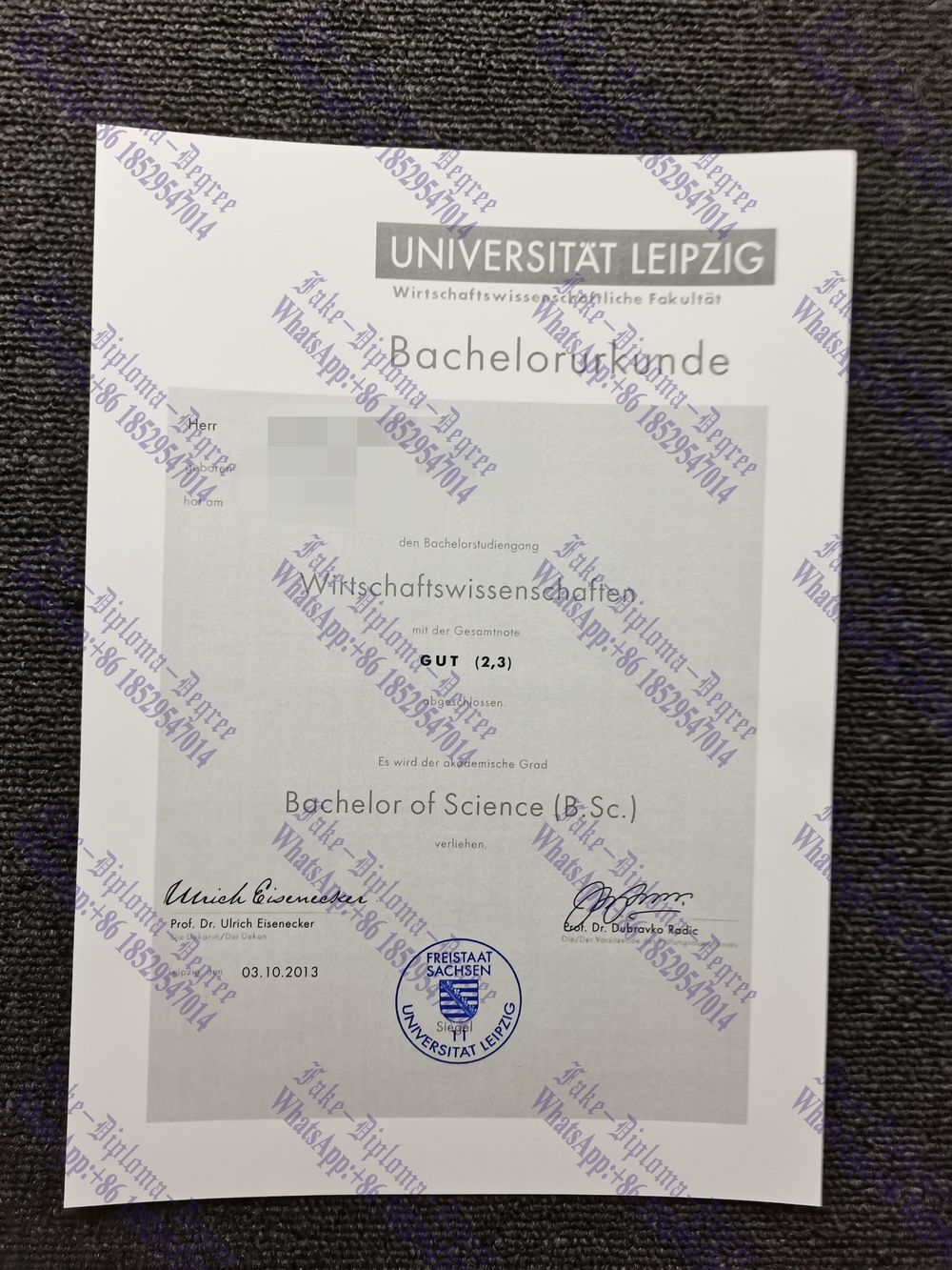Fake Leipzig University Degree