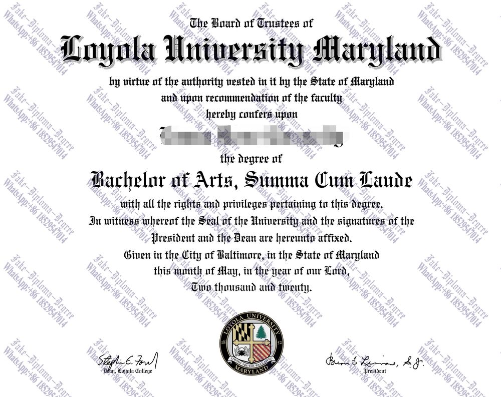 Fake Loyola University Maryland Diploma