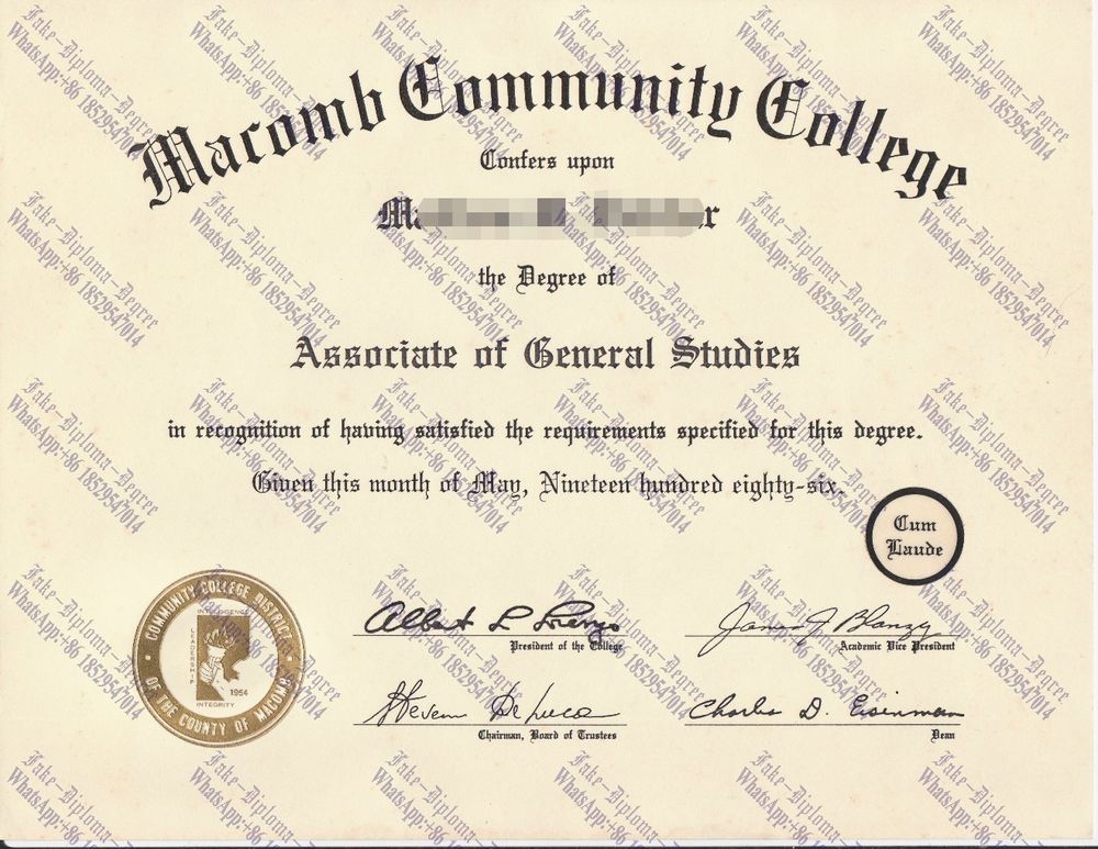 Fake Macomb Community College Degree