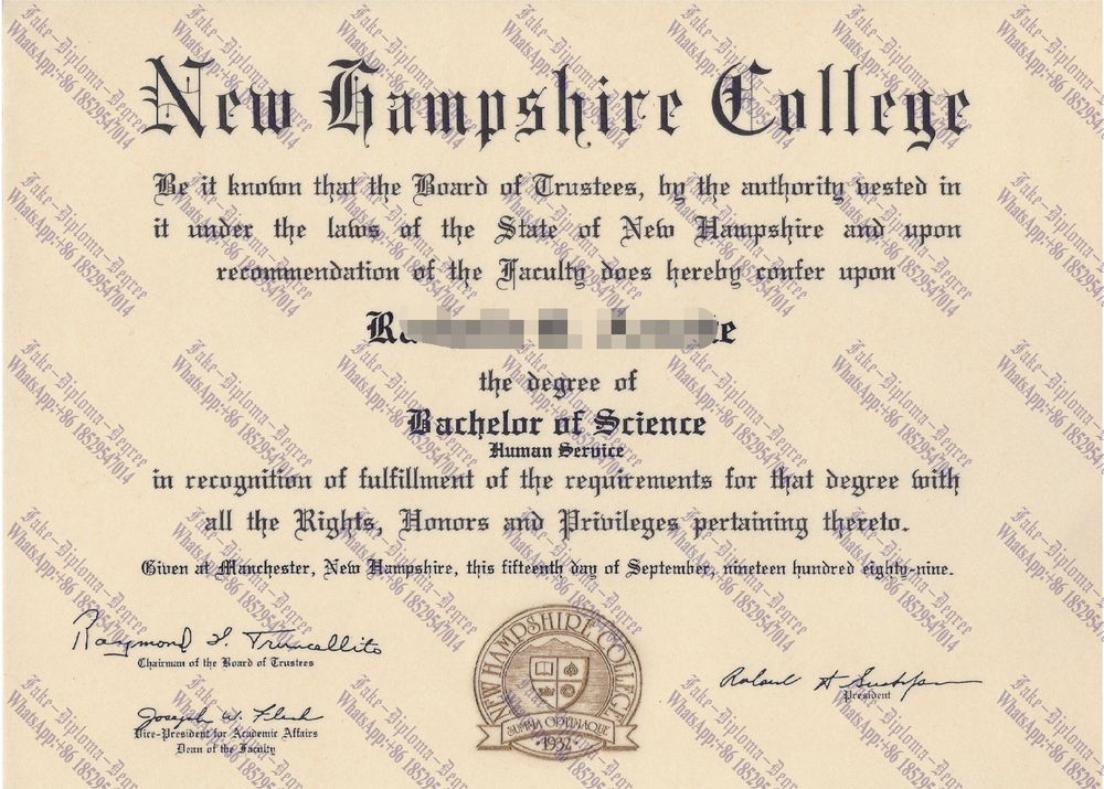 Fake New Hampshire College Diploma