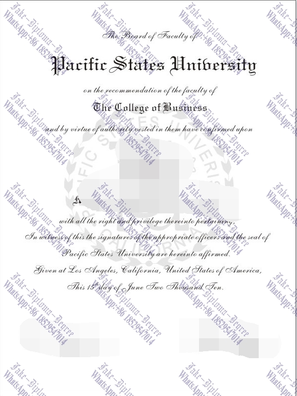 Fake Pacific States University Degree