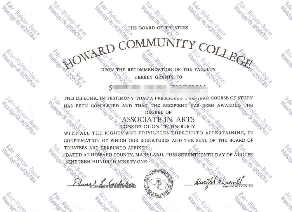 Fake Purchase fake Howard Community College Degree Diploma
