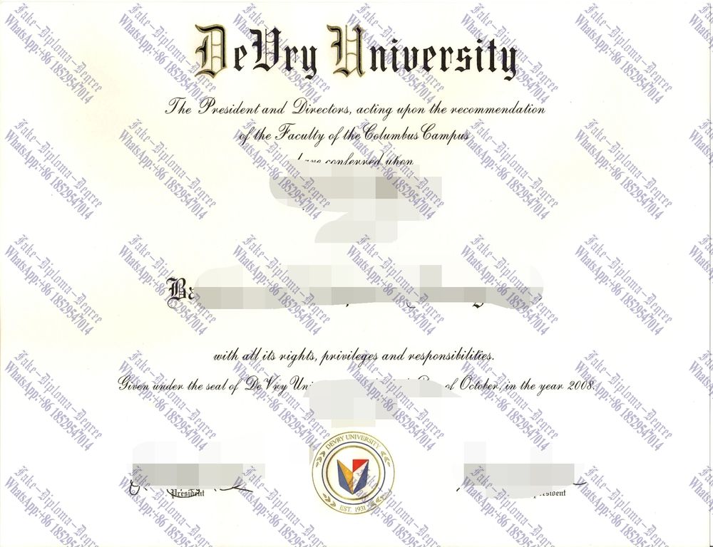 Fake Purchase fake devry university Degree Diploma