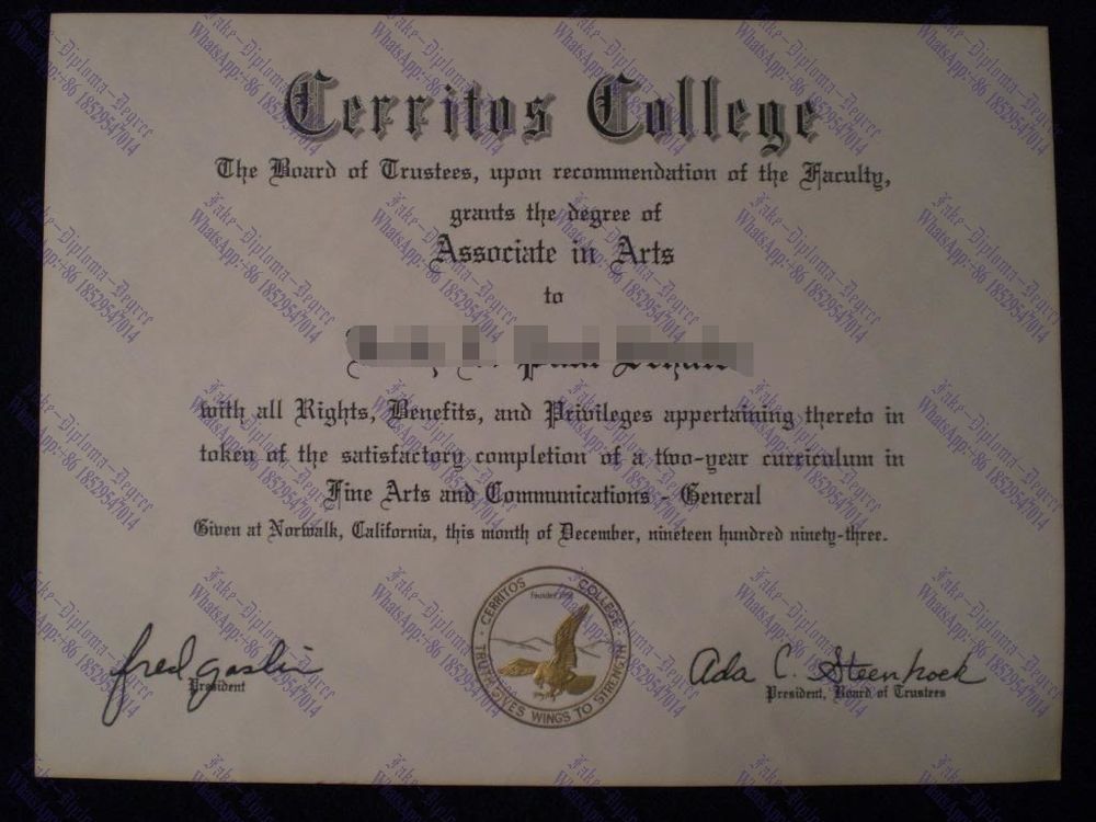 Fake Purchase phony Cerritos College Diploma Degree