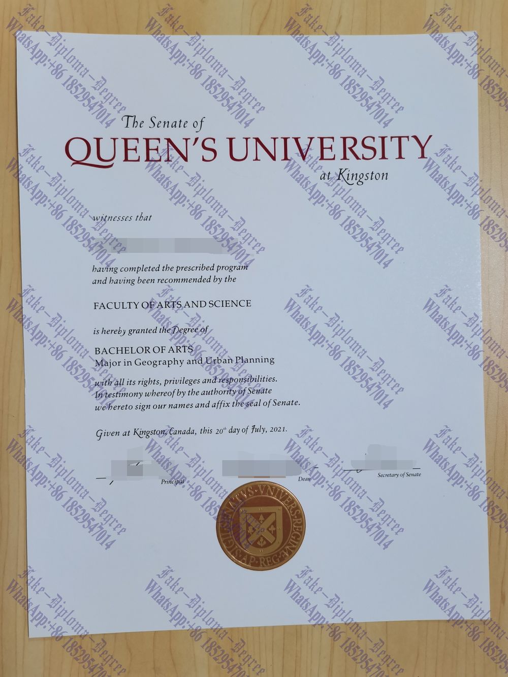 Fake Queens University Canada Degree