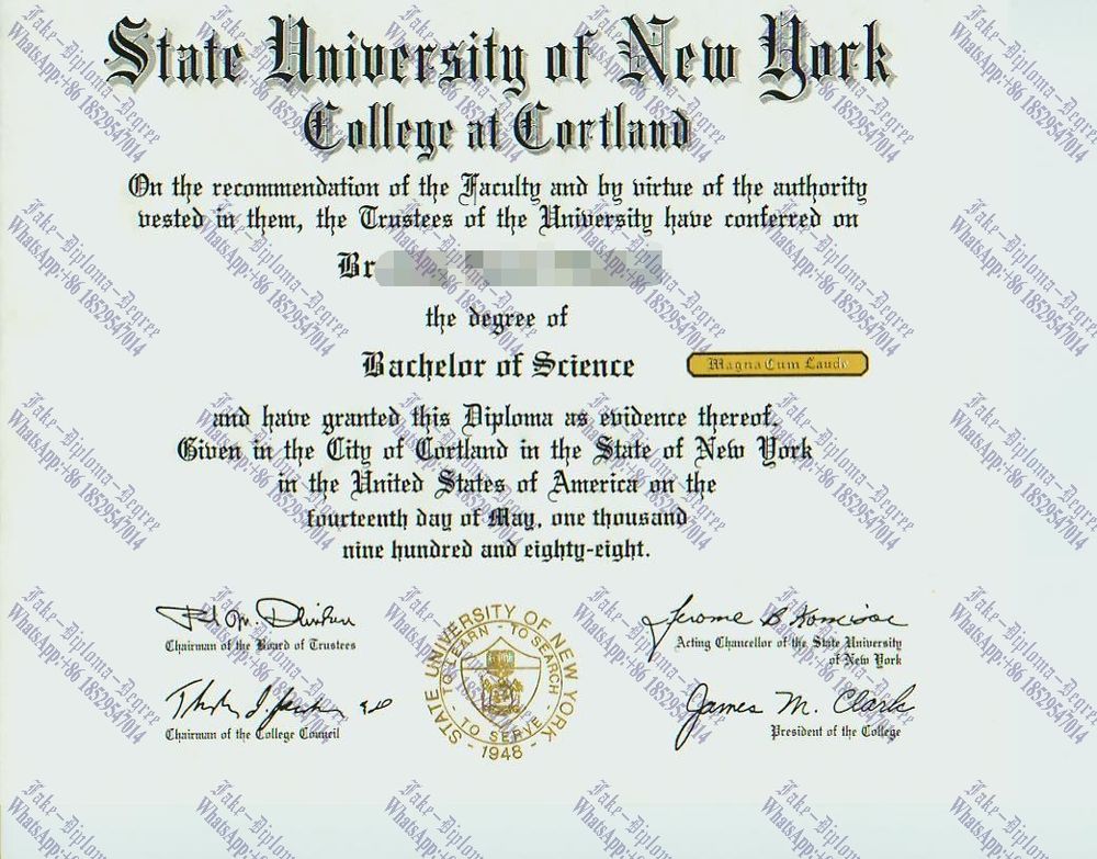 Fake SUNY College at Cortland Degree