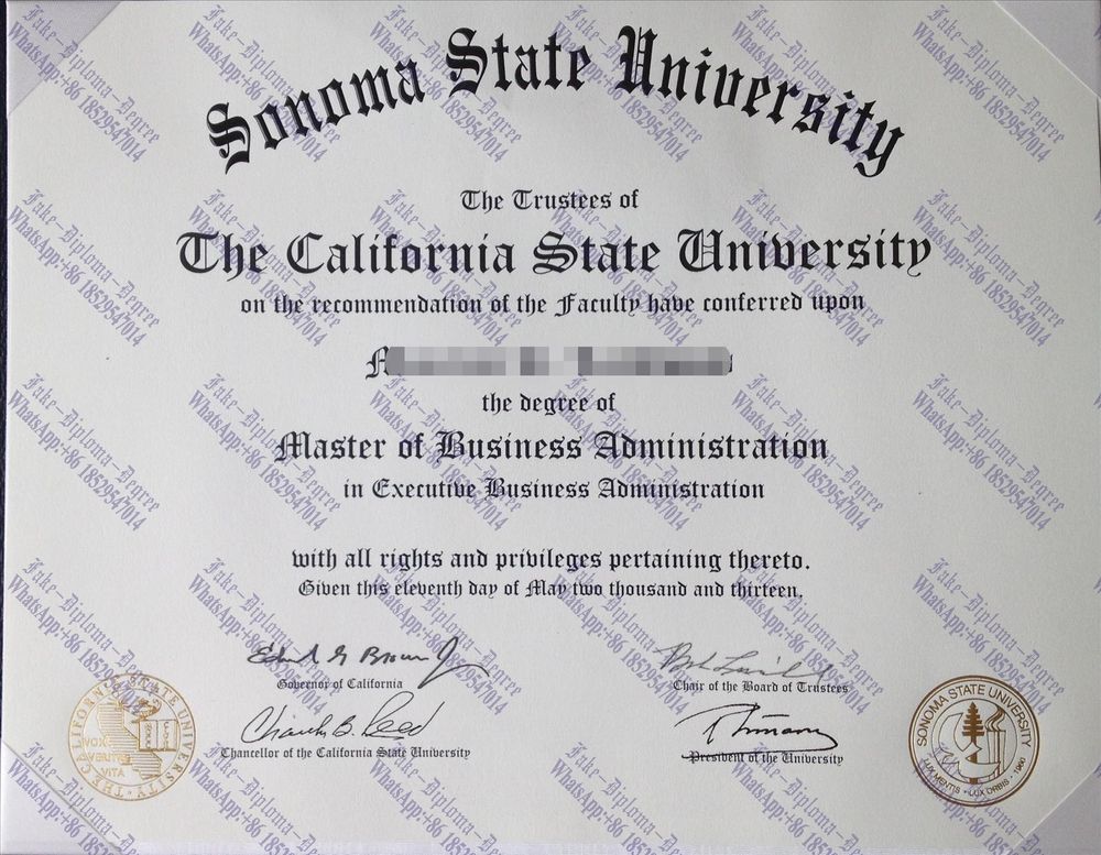 Fake Sonoma State University Diploma