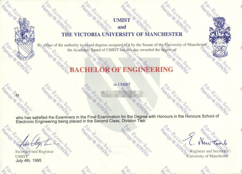 Fake University of Manchester Institute of Science and Technology Diploma