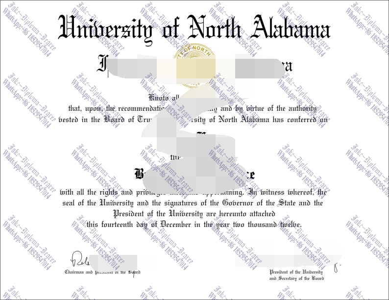 Fake University of North Alabama Diploma