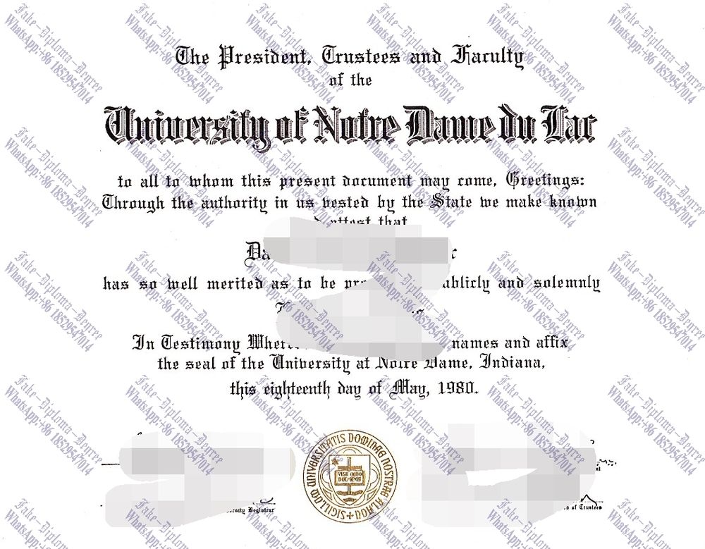 Fake University of Notre Dame Du Lac Degree