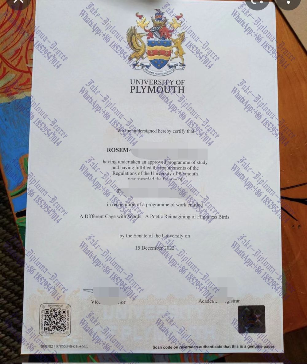 Fake University of Plymouth Diploma
